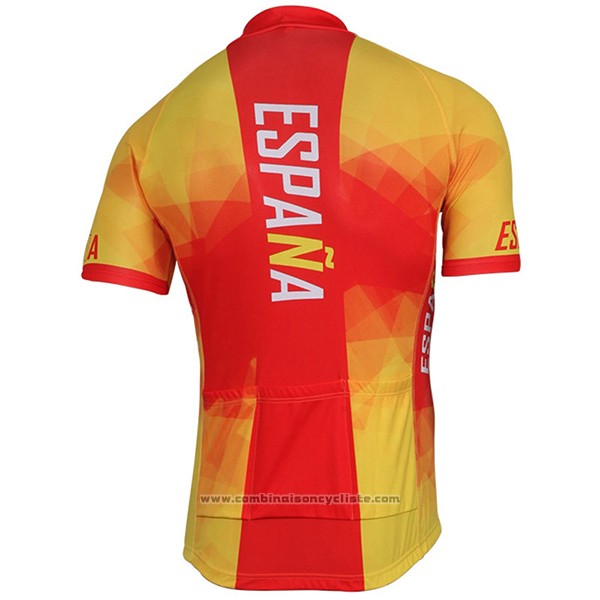 2017 Maillot Cyclisme Espagne Jaune et Rouge Manches Courtes et Cuissard